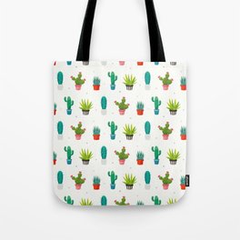 Colorful cactus succulent plant flower nature pattern Tote Bag