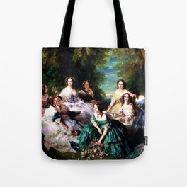 Franz Xaver Winterhalter's masterpiece "The Empress Eugenie surrounded by her Ladies in waiting" Tote Bag