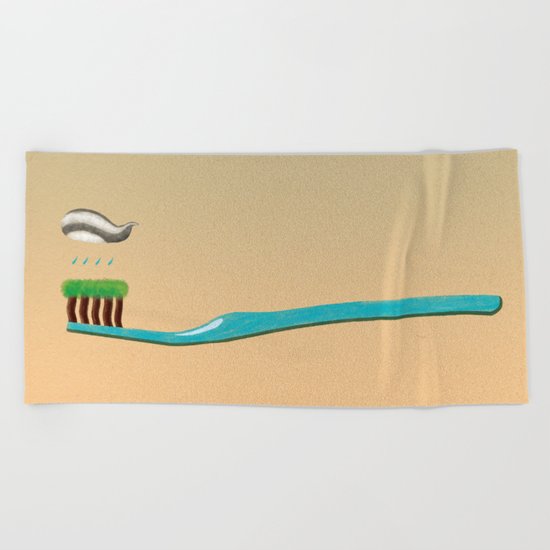 toothbrush clouds Beach Towel