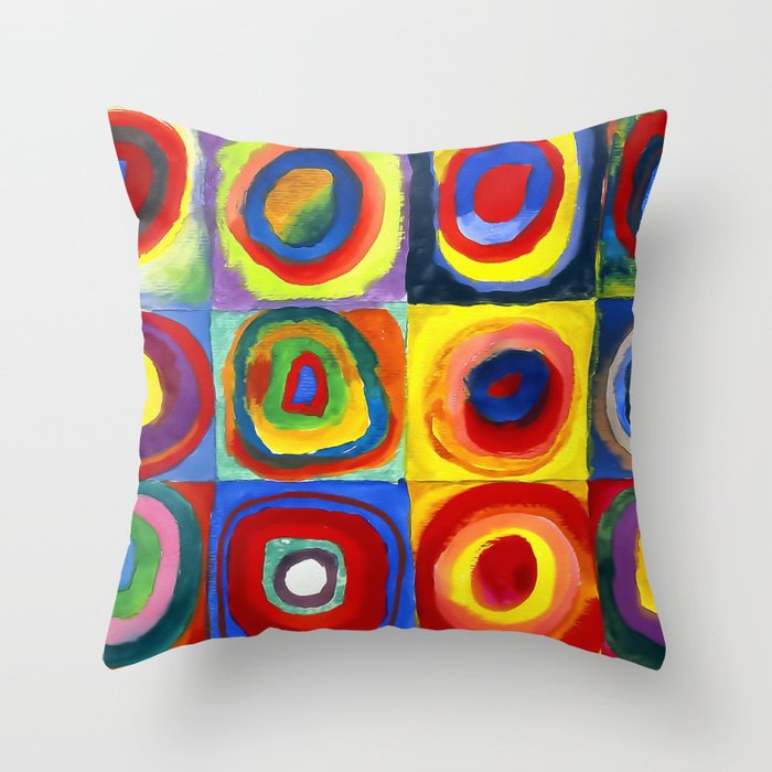 Kandinsky, Farbstudie - Quadrate und konzentrische Ringe, Color Study. Squares with Concentric Circles 1913 Throw Pillow