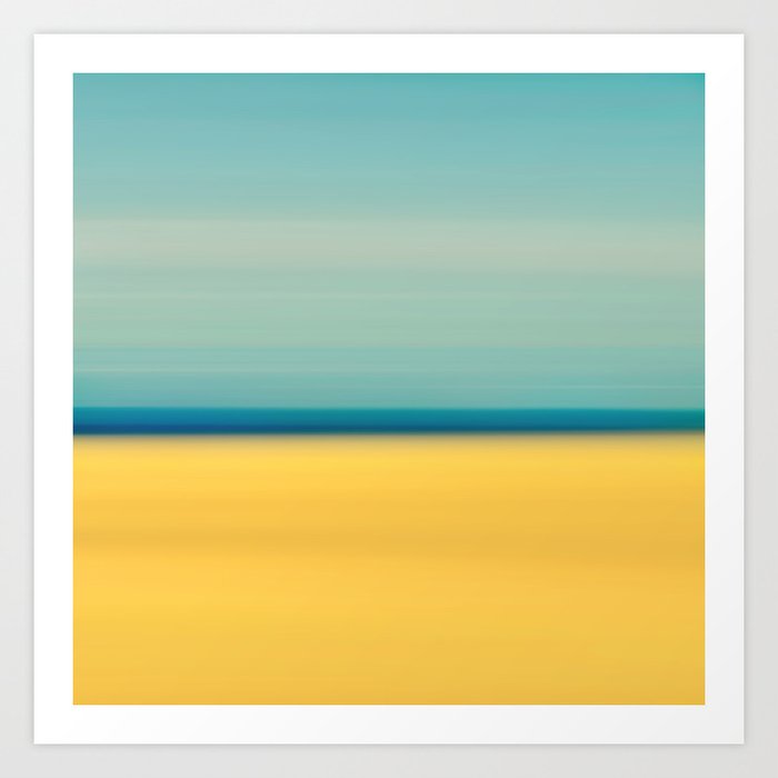 Yellow Sand Blue Sky Abstract Beach Photography Art Print