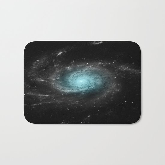Aqua Blue Gray Pinwheel Galaxy Bath Mat