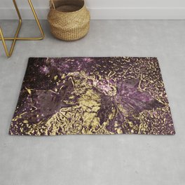 Purple leaves in melted gold Area & Throw Rug
