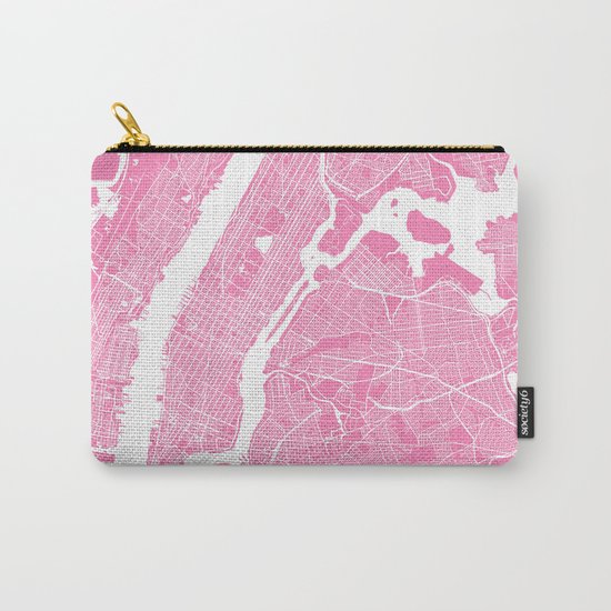 New York map pink Carry-All Pouch
