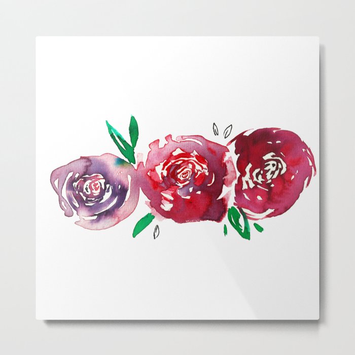 Three Red Christchurch Roses Metal Print