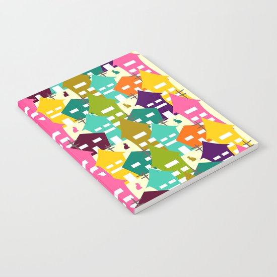 Colorful houses and cats Notebook