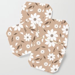 Flowers and leafs cream Coaster