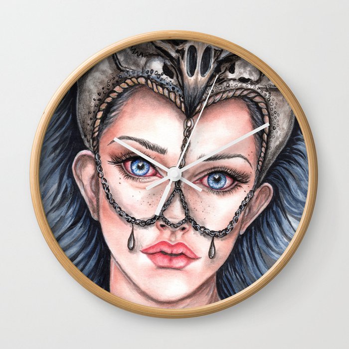 Viking Warrior Princess Fantasy Art Skull Crown Laurie Leigh Wall Clock By Laurieleighart