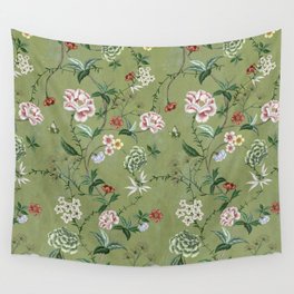 Chinoiserie Regency green, florals Wall Tapestry