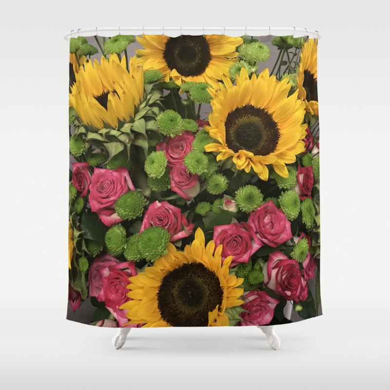 Sunflowers And Little Red Roses Shower Curtain By Dec02 Society6 Sunflowers And Little Red Roses Shower Curtain By Dec02 Society6