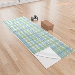 Spring Plaid Pattern Baby Blue Light Green Cream Yoga Towel