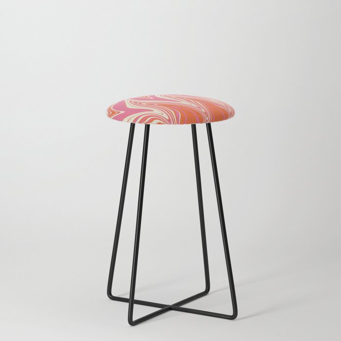 Warped - Pink, Orange and Cream Counter Stool