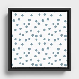 Boho Soft Pastel Blue Color Polka Dots Pattern Framed Canvas