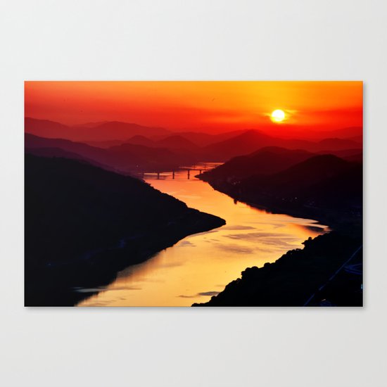 Sunset at the River Canvas Print