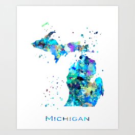 Michigan Map Art Print