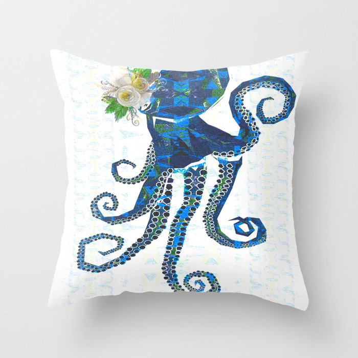 Vintage Victorian Octopus Throw Pillow