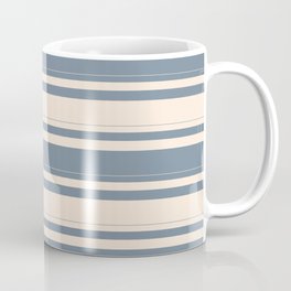 [ Thumbnail: Light Slate Gray and Beige Colored Pattern of Stripes Coffee Mug ]
