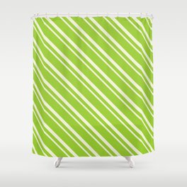 [ Thumbnail: Green and Beige Colored Lines Pattern Shower Curtain ]