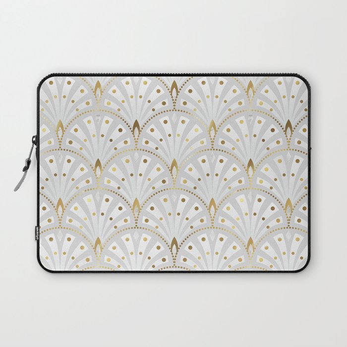 marble and gold art deco scales pattern Laptop Sleeve
