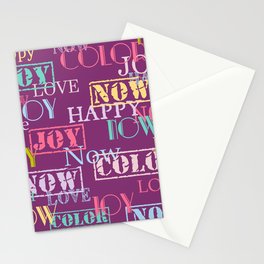 Enjoy The Colors - Colorful typography modern abstract pattern on Hollyhock purple color Stationery Card