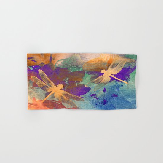 Orange Orange Dragonflies Hand & Bath Towel