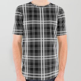 Black and White Mayzes Tartan Plaid Check All Over Graphic Tee