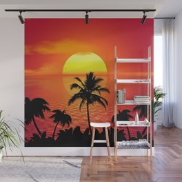 sunset on palm island Wall Mural