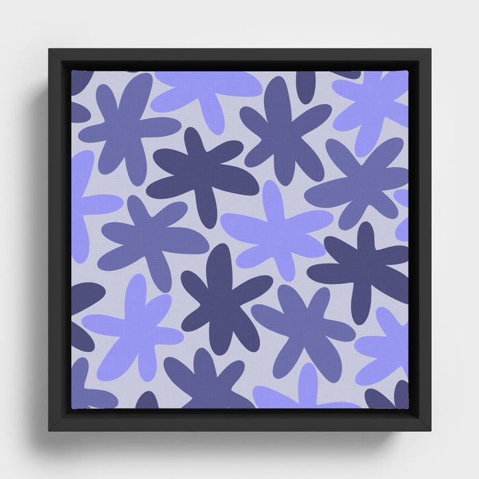 Daisy Time Retro Floral Pattern in Periwinkle Purple Tones Framed Canvas