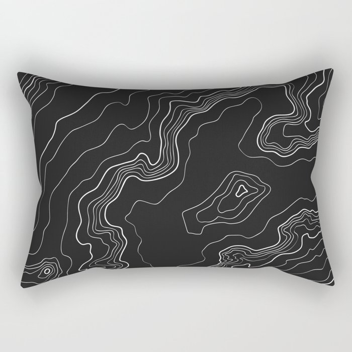 Black & White Topography map Rectangular Pillow
