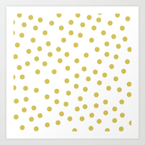 Simply Dots in Mod Yellow on White Art Print