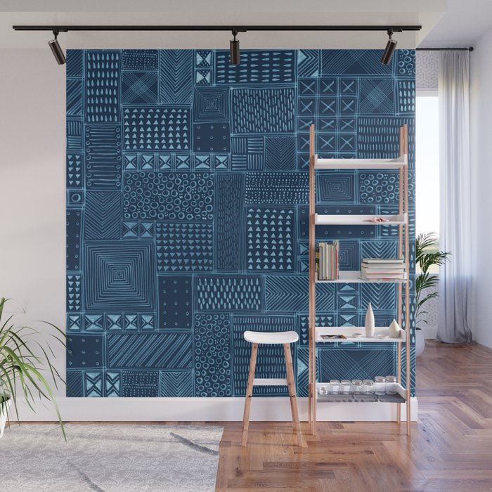 African Indigo Tribal Mud Cloth Wall Mural By Marketastengl Society6
