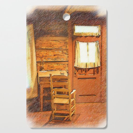 Log Cabin Desk Chair And Door Cutting Board By Kirttisdaleart
