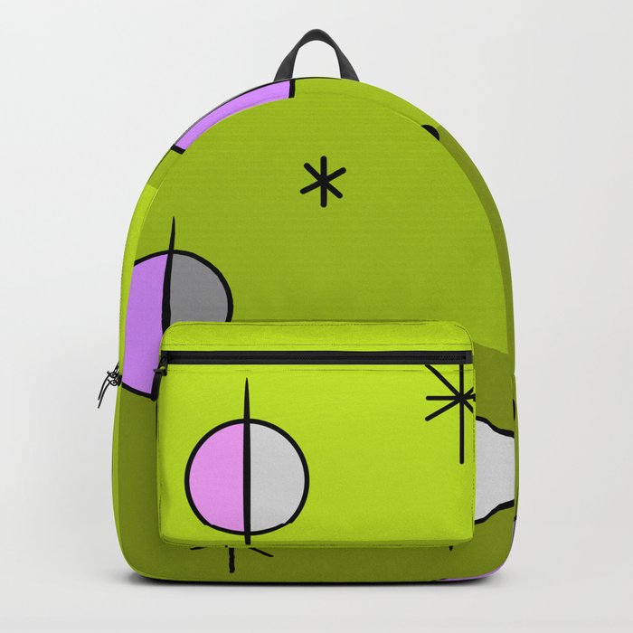 Retro Space Age Planets Stars Chartreuse Backpack