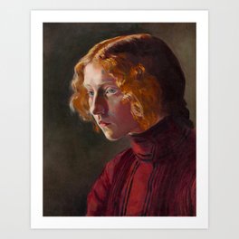 The girl with new penny red hair still life portrait masterpiece painting by Jacek Malczewski Art Print
