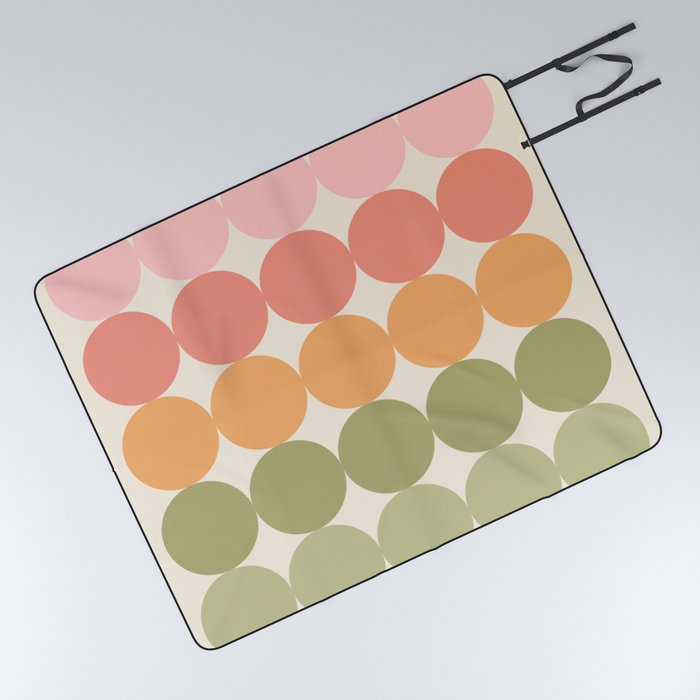 Geometric colour Dots 1. Peachy & Green Picnic Blanket