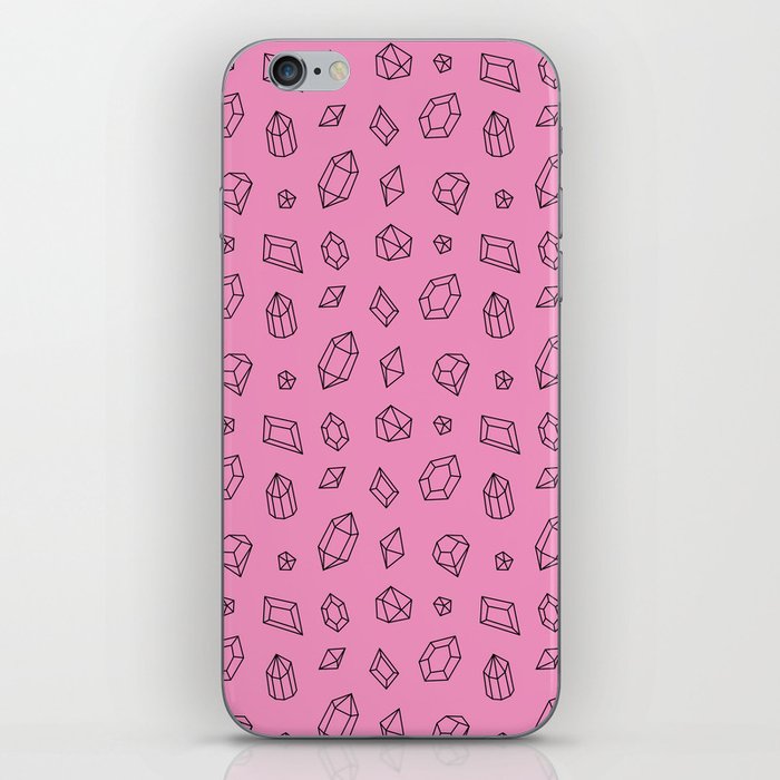 Pink and Black Gems Pattern iPhone Skin