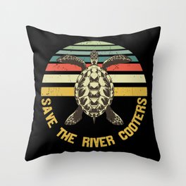 Save The River Cooters Vintage Turtle Throw Pillow