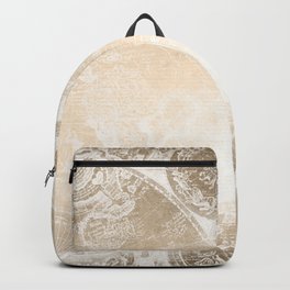 Antique World Map White Gold Backpack