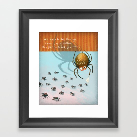 Scared spider Framed Art Print