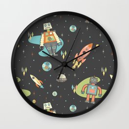 Robots in Space Wall Clock