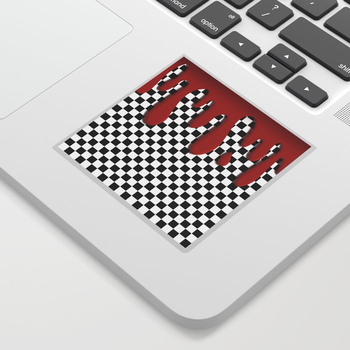 Red Drip on Squares Sticker