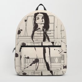 Daniela Backpack | Comic, Ink, Hand Drawn, Ink Drawing, Feminine Figure, Book Pages, Typograpy, Girl Portrait, Comic Style, Minimalism 