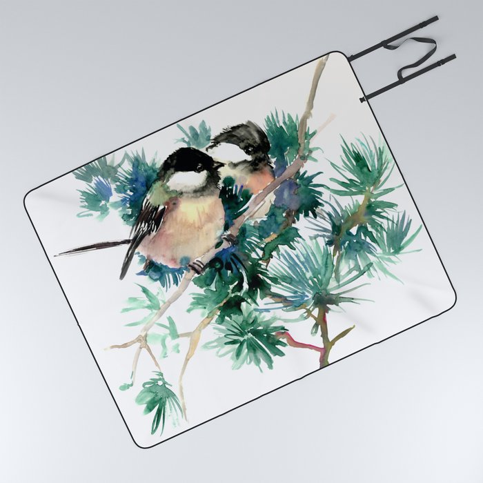 Chickadees in the Woods Picnic Blanket