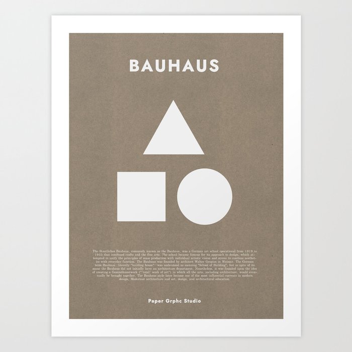 Bauhaus print, Vintage Bauhaus poster, Wood block print, Modern wall art, Minimalist wall art, Retro style posters Art Print
