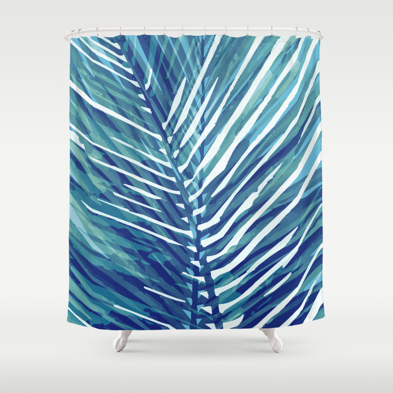 Abstract Palm Leaves Blue Shower Curtain By Kalikoda Society6