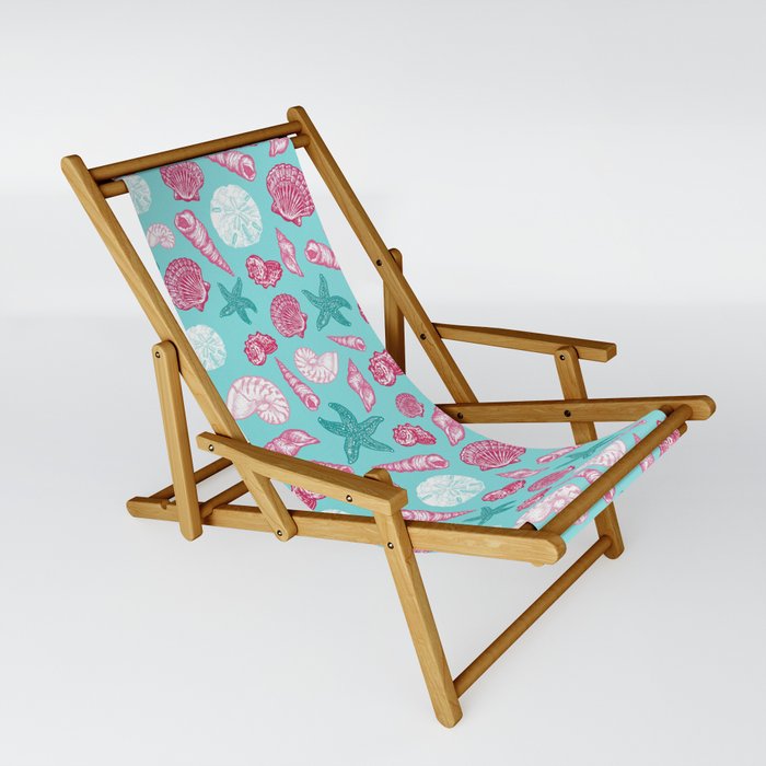 Seashell Pattern - Pink and mint Sling Chair
