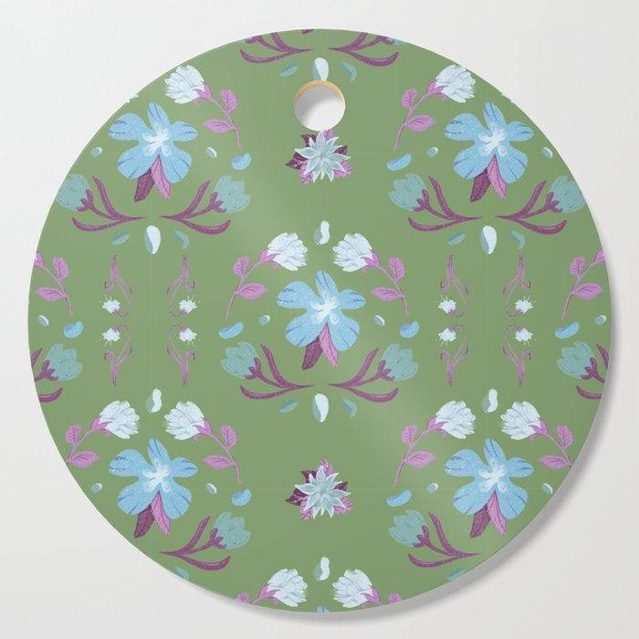 In Bloom Gentle Olive and Ocean Cutting Board