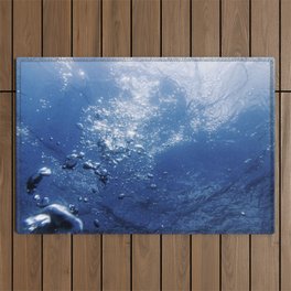Underwater Bubbles with Sunlight, Underwater Background Bubbles. Outdoor Rug