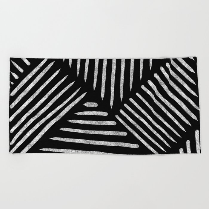 black and white beach towel