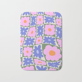 Floral seven Bath Mat | Colorful, Spring, Pattern, Grid, Color, Checkered, Checkers, Pastel, Orange, Floral 